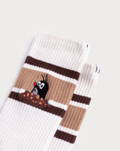 Load image into Gallery viewer, L&amp;L – Maulwurf Huh? – &#39;90 Sport Socks cream/dark-brown Size: 23-28
