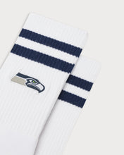 Load image into Gallery viewer, L&amp;L – NFL Classics Seahawks Stripes – ’90 Sport Socks white
