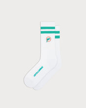 Load image into Gallery viewer, L&amp;L – NFL Classics Dolphins Stripes – ’90 Sport Socks white
